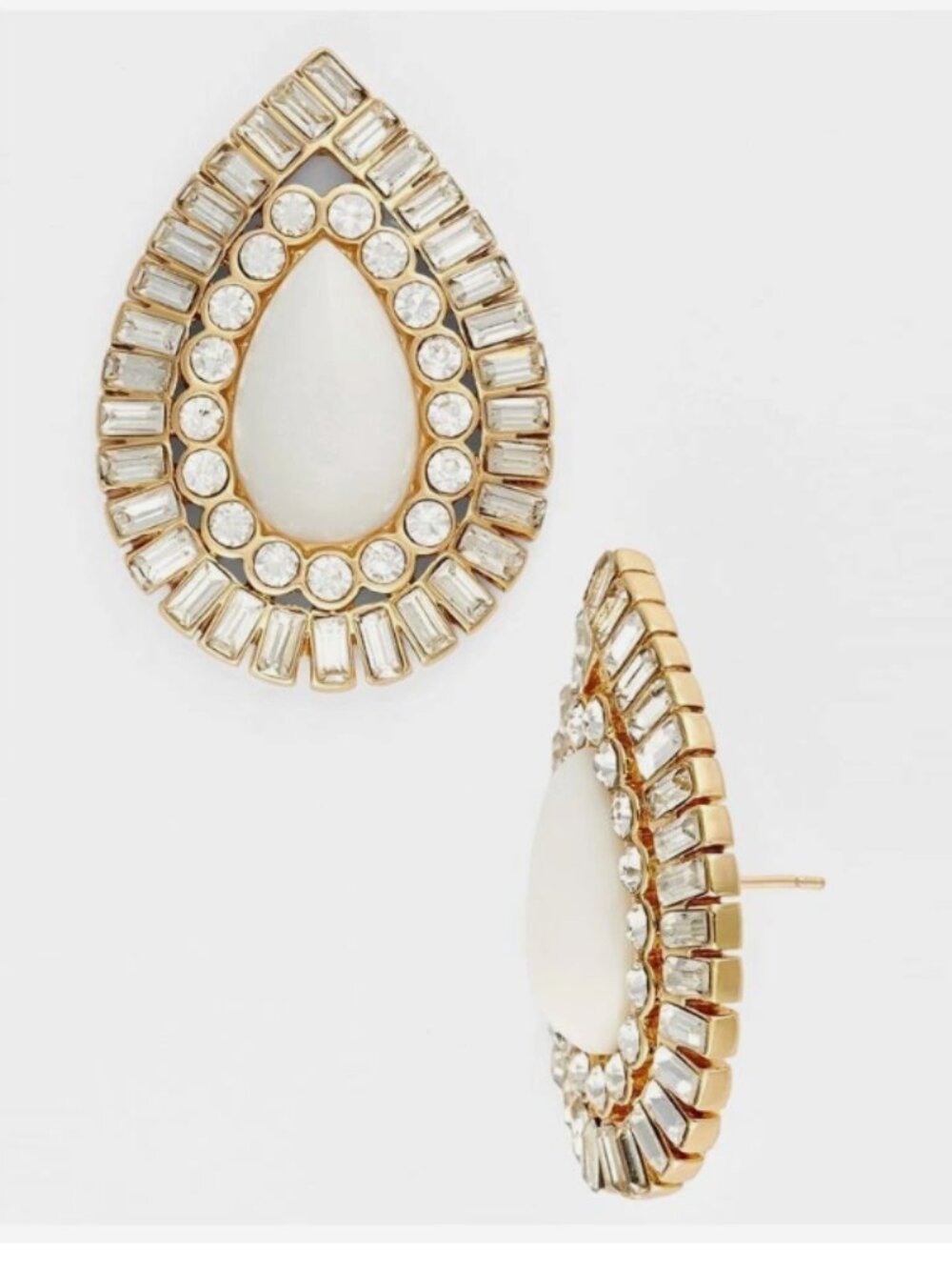 Kate Spade Capri Garden Pearl Baguette Statement Earrings - EUC